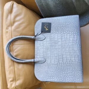 Chic Gray Crocodile-Embossed Satchel